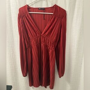 Zara Long Sleeve Red Dress